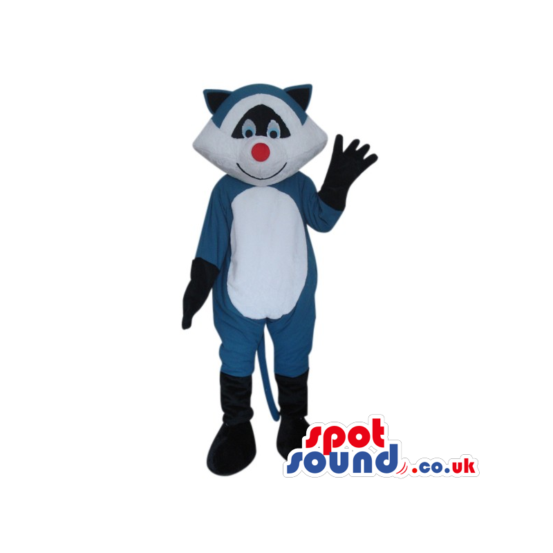 Raccoon Animal Plush Mascot With A White Belly And Red Nose -