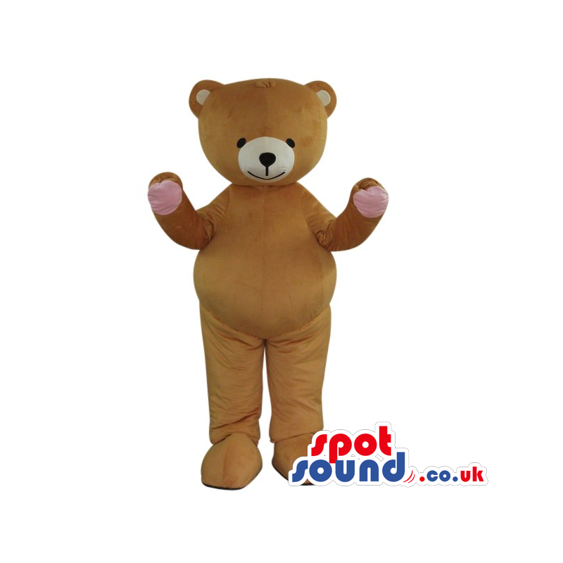 Cute Brown Classic Teddy Bear Toy Plush Mascot With Pink Paws -