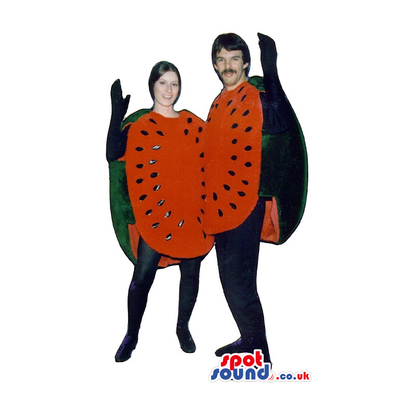 Two Sliced Watermelons Fruit Plush Adult Size Costumes Or