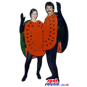 Two Sliced Watermelons Fruit Plush Adult Size Costumes Or
