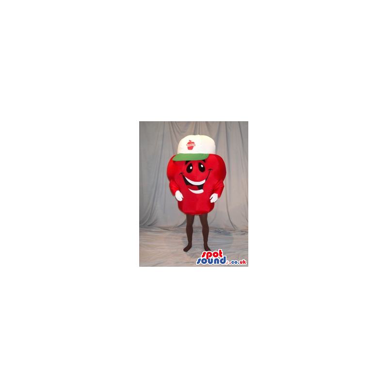 Funny Red Berry Fruit Mascot With A Cute Face In A Cap With