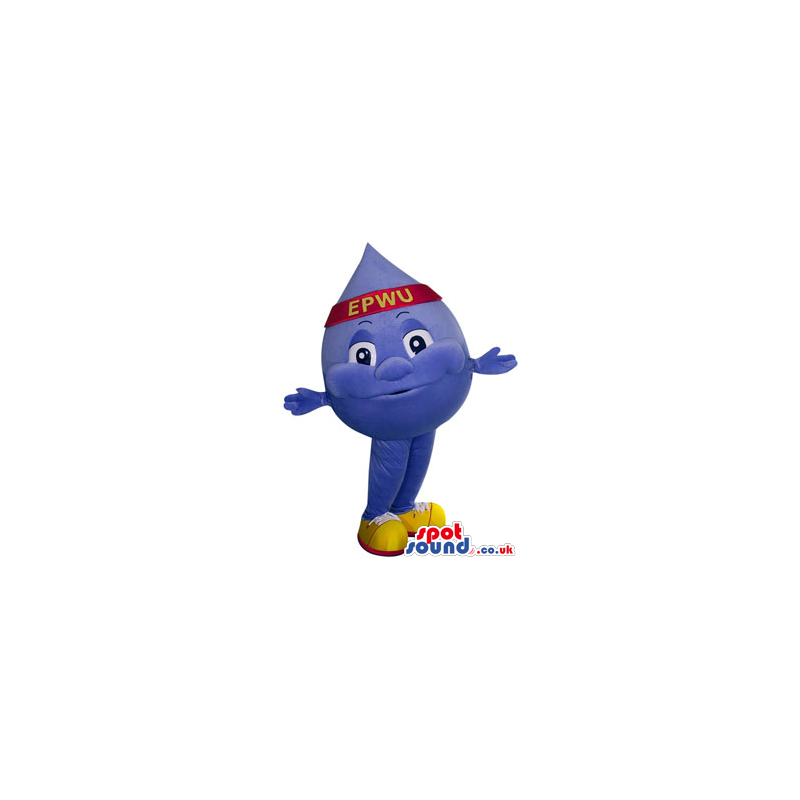 Customizable Blue Drop Of Water Mascot With A Headband With