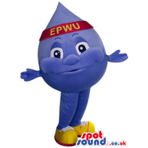 Customizable Blue Drop Of Water Mascot With A Headband With