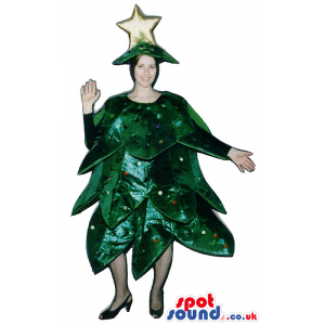 Big Christmas Tree Adult Size Plush Costume With A Star Hat -