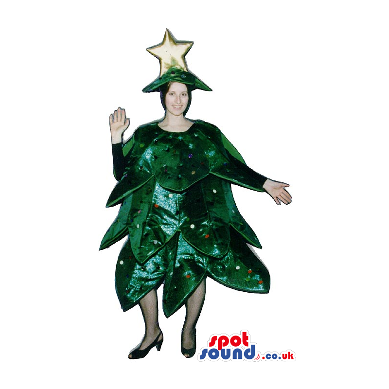 Big Christmas Tree Adult Size Plush Costume With A Star Hat -