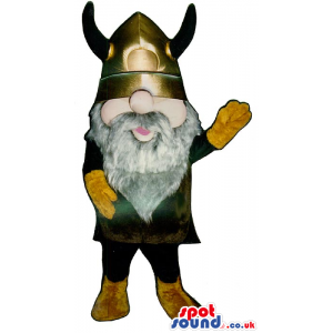 Viking Character Mascot With A Grey Beard And Huge Golden