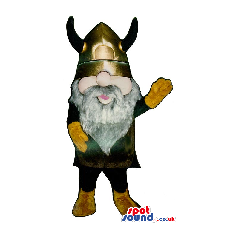 Viking Character Mascot With A Grey Beard And Huge Golden