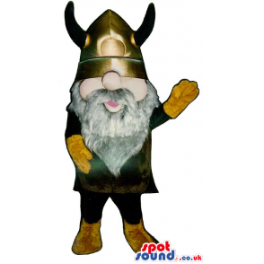 Viking Character Mascot With A Grey Beard And Huge Golden