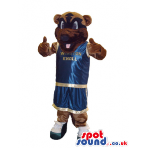 Brown Bear Plush Mascot Wearing Basketball Player Shinny