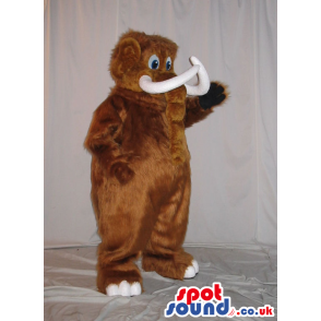 Cute Brown Mammoth Animal Plush Mascot With Big Horn - Custom