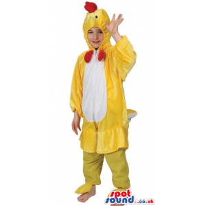 Cute Yellow And White Chicken Children Size Plush Costume -