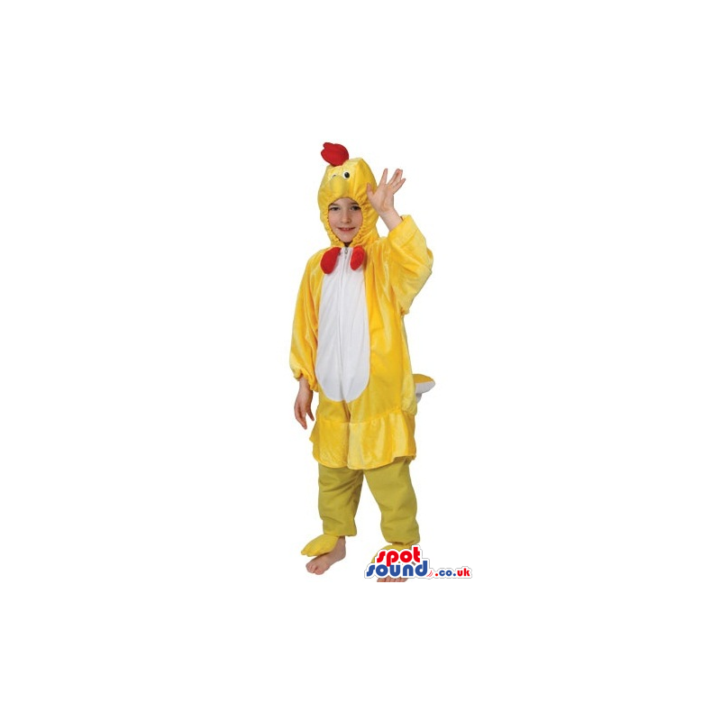 Cute Yellow And White Chicken Children Size Plush Costume -