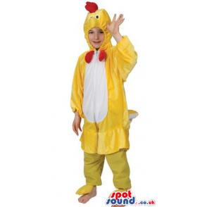 Cute Yellow And White Chicken Children Size Plush Costume -