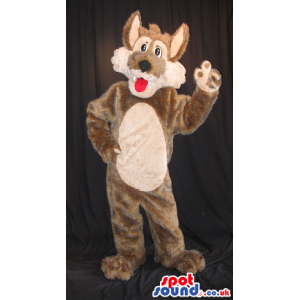 Cute Brown Wolf Forest Animal Plush Mascot With A White Belly -