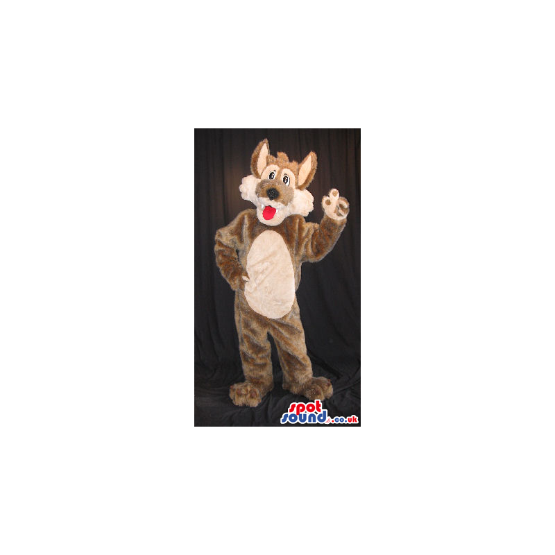 Cute Brown Wolf Forest Animal Plush Mascot With A White Belly -