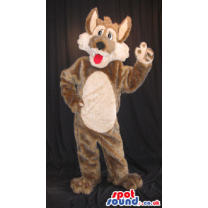 Cute Brown Wolf Forest Animal Plush Mascot With A White Belly -