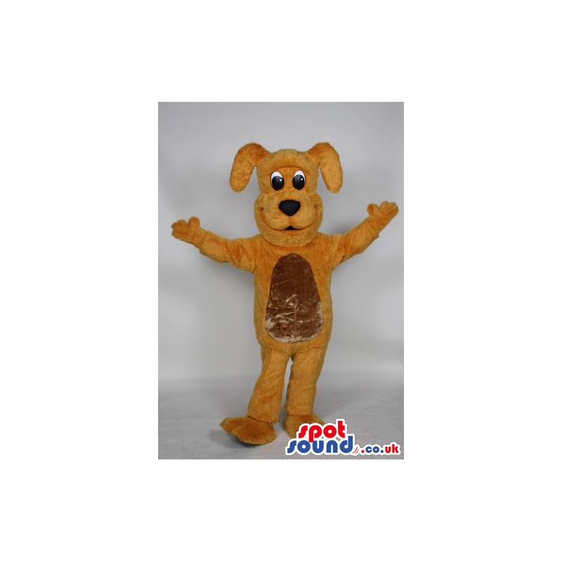 Cute Yellow Dog Animal Plush Mascot With A Golden Belly -