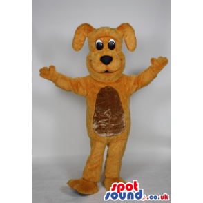 Cute Yellow Dog Animal Plush Mascot With A Golden Belly -