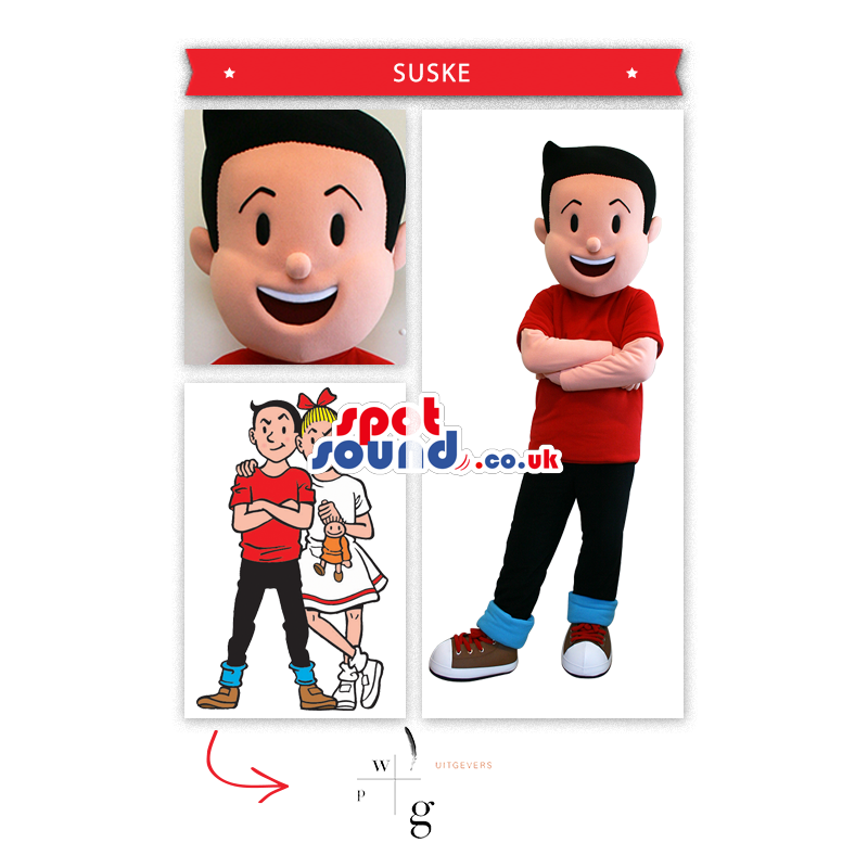 Cartoon Boy Character With Red T-Shirt And Jeans - Custom