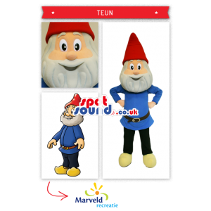 Father Gnome Mascot With A White Beard And A Red Long Hat -