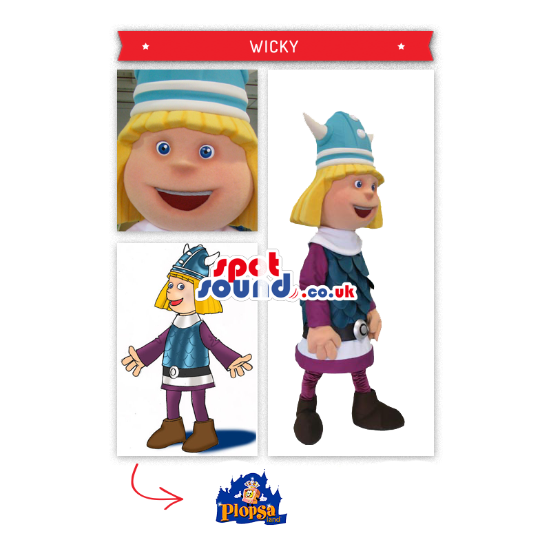 Funny Viking Mascot With Special Helmet And Clothes - Custom