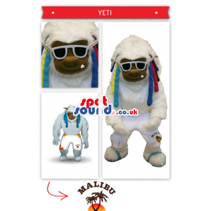 White Gorilla Mascot Sunglasses And Shorts With Logo - Custom
