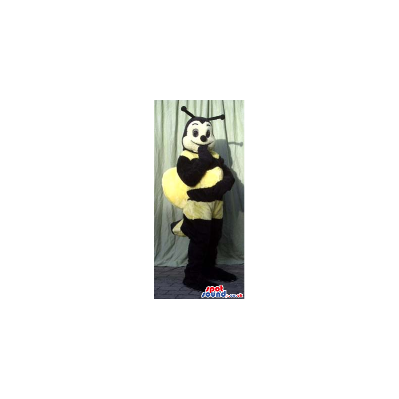 Funny Black And Yellow Bee Plush Mascot With Big Wings - Custom