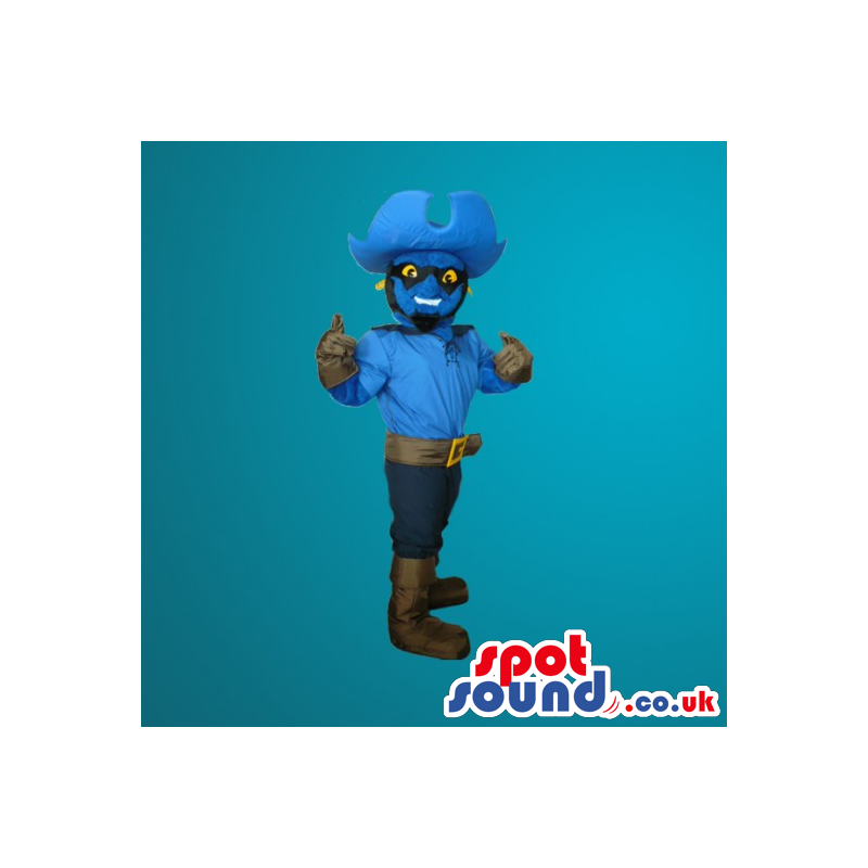 Special Cowboy Mascot With Big Hat And Blue Shirt - Custom