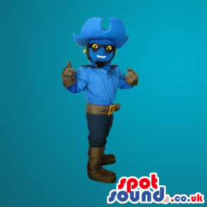 Special Cowboy Mascot With Big Hat And Blue Shirt - Custom