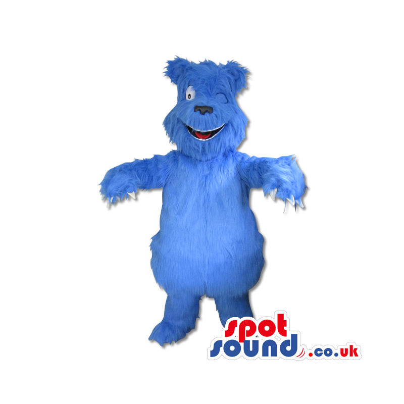 Blue Hairy Bear Mascot Without An Eye - Custom Mascots