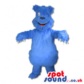 Blue Hairy Bear Mascot Without An Eye - Custom Mascots