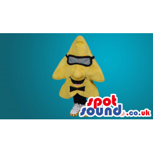 Yellow Starfish Mascot Wearing Snorkel Goggles And A Bowtie -