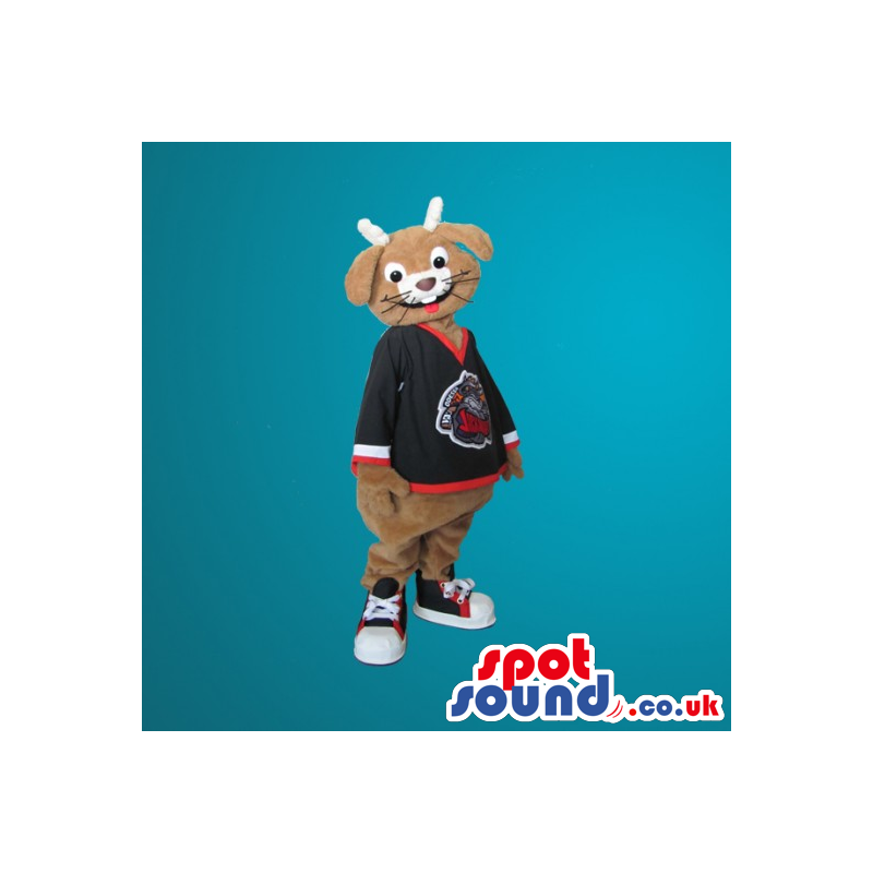 Funny Brown Animal Plush Mascot With A Sports Jersey - Custom