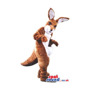 Brown And White Plush Kangaroo Mascot - Custom Mascots