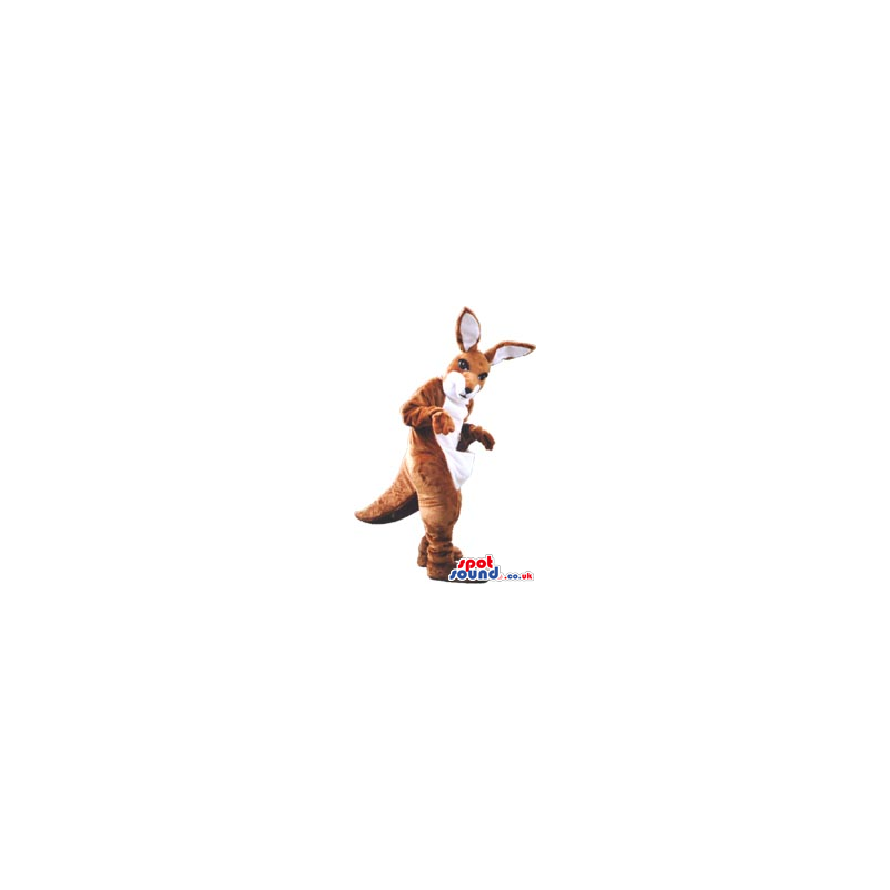 Brown And White Plush Kangaroo Mascot - Custom Mascots