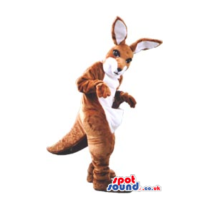 Brown And White Plush Kangaroo Mascot - Custom Mascots