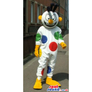 Hilarious Mascot With Colourful Dots And A Round Head - Custom