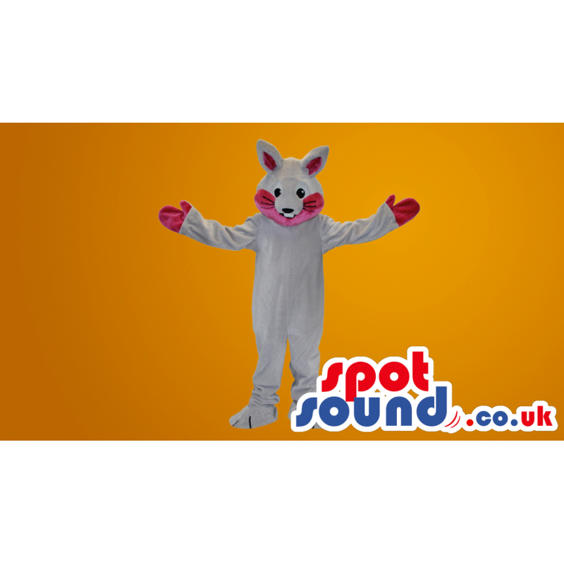 Big Grey Rabbit With A Pink Face Plush Mascot - Custom Mascots