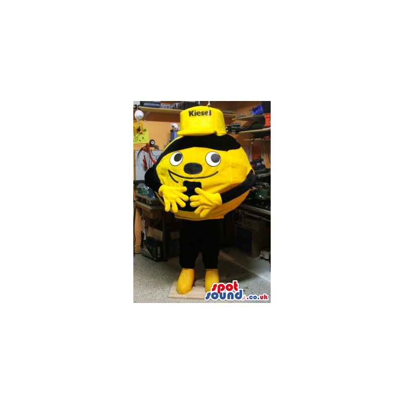 Yellow And Black Funny Big Ball With A Cap - Custom Mascots