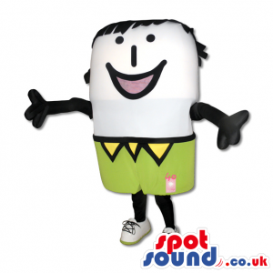 Cartoon Drawing Mascot With Green Shorts - Custom Mascots