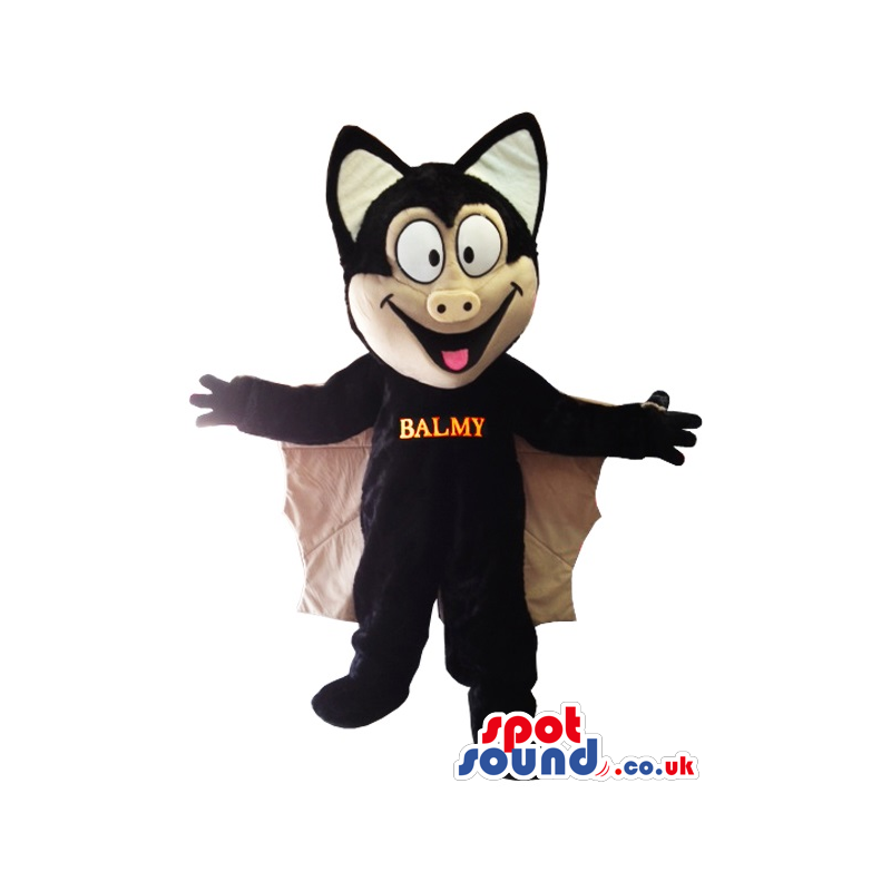 Customisable Happy Bat Plush Mascot With Text - Custom Mascots