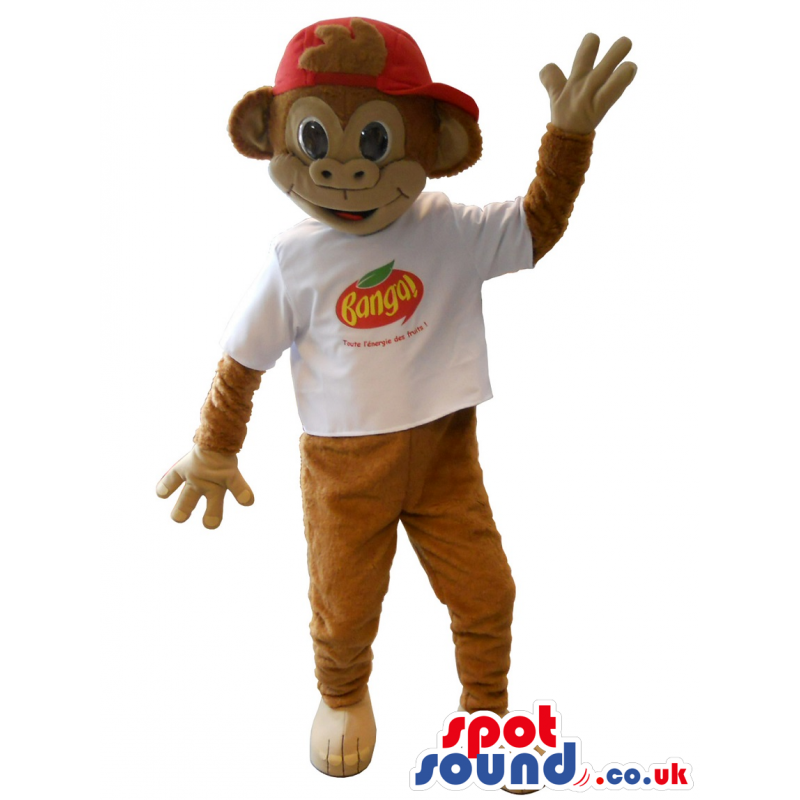 Funny Brown Monkey Plush Mascot With White T-Shirt - Custom