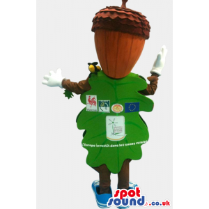 Funny Walnut And Leaf Mascot With Text - Custom Mascots