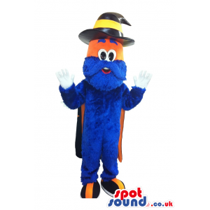 Fantasy Orange And Blue Hairy Plush Mascot With A Hat - Custom