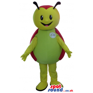 Green Bug Mascot With A Cute Face And A Logo - Custom Mascots