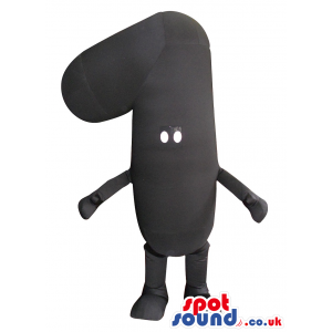 Black Big Number One Mascot With Tiny Eyes - Custom Mascots
