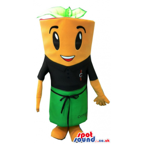 Giant Yellow Vegetable Mascot With Black And Green Clothes -