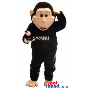 Black Gorilla Mascot With A Toy Replica - Custom Mascots