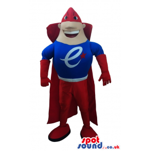 Fantastic Red And Blue Super Hero Mascot With Letter - Custom