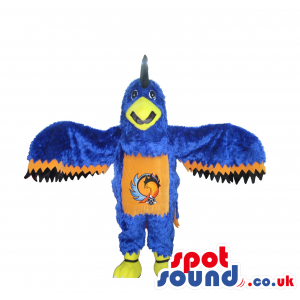 Blue And Orange Bird Plush Mascot With Logo - Custom Mascots